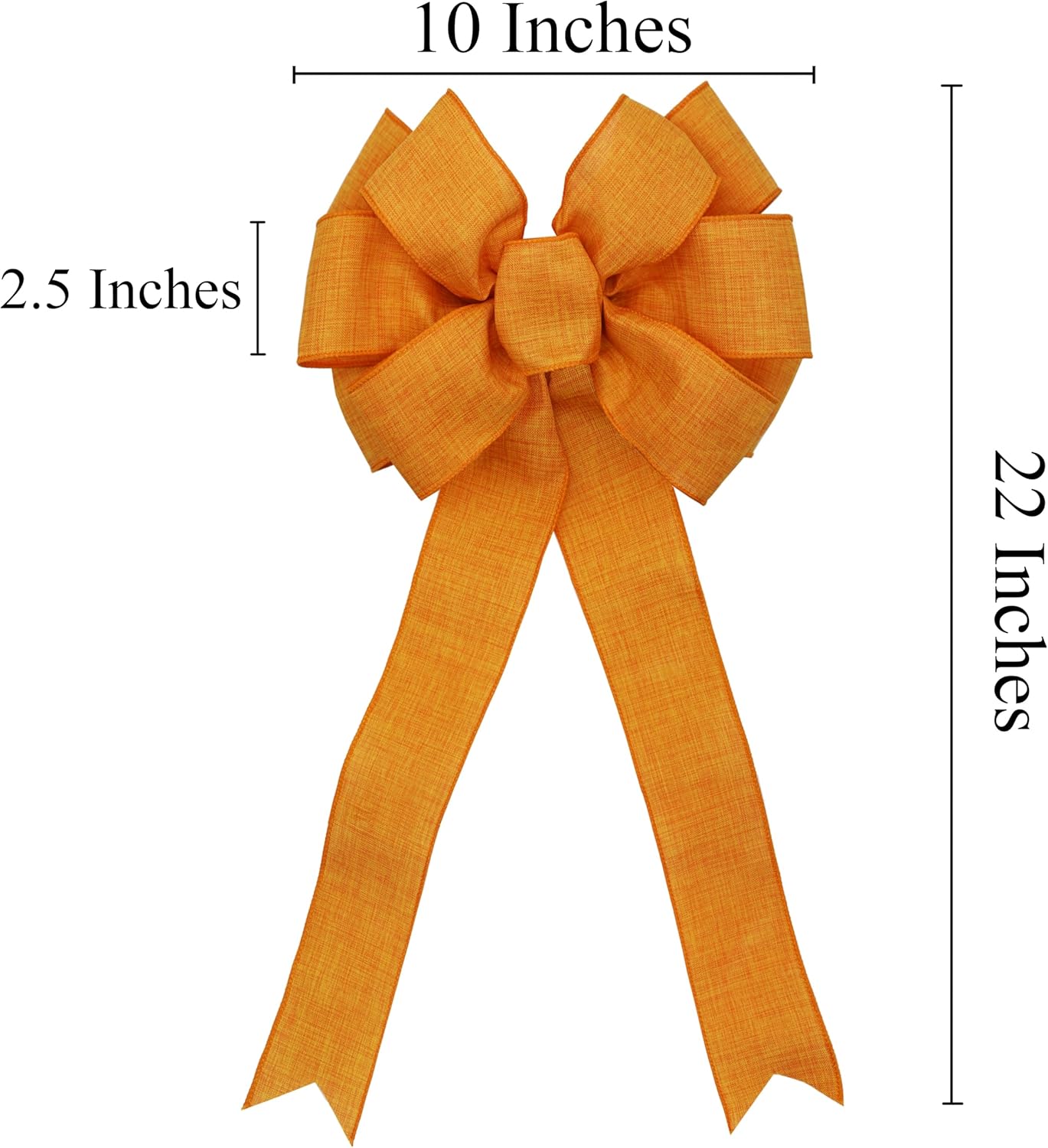 Autumn Wreath Bow - Orange Decorative Bow for Fall Harvest & Thanksgiving Decor | 10"x22"