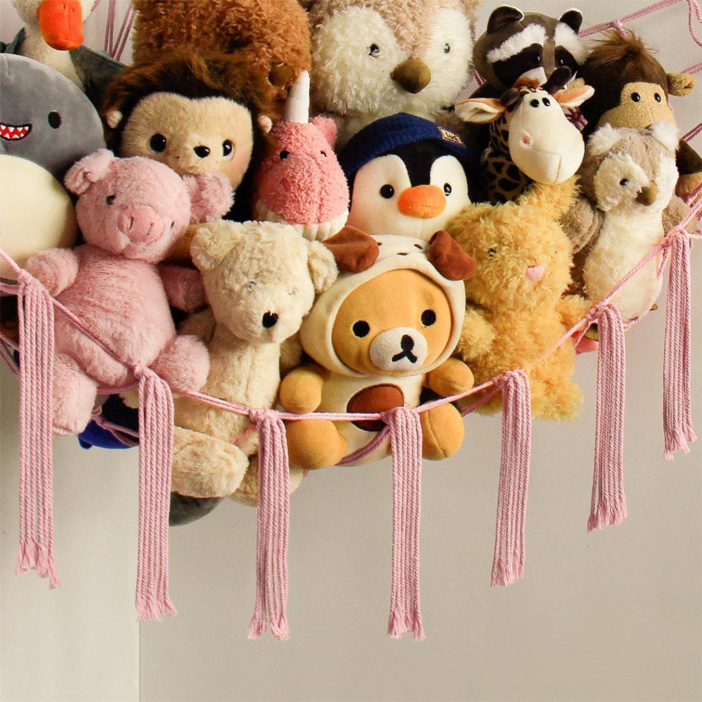 Mirolam Stuffed Animal Storage Hammock Net - Large Pink Toy Organizer for Nursery Decor