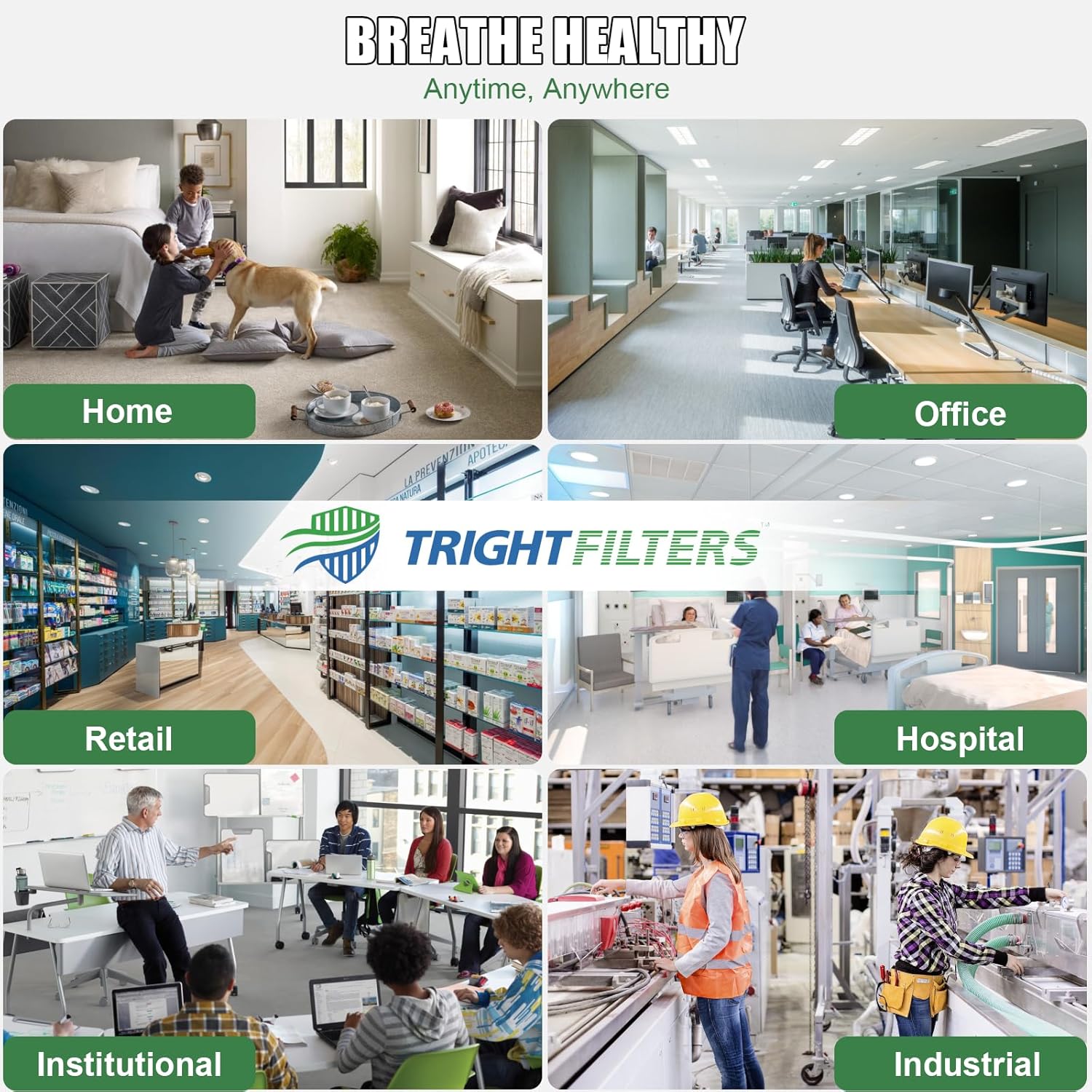 TRIGHTFILTERS 20x20x1 Air Filter - Durable MERV 8 Pleated HVAC Replacement | 2 Pack, Lightweight Design