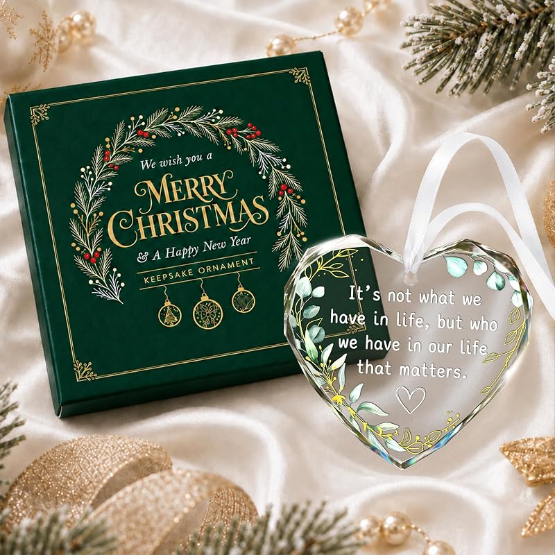 Friendship Ornament for Women - Clear Glass Heart Christmas Keepsake, Variation of THIS Listing: Friendship 2