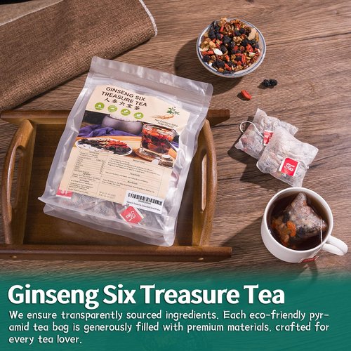 Kidney Tea Ginseng Six Treasure Tea for Kidney Health, Herbal Chinese Traditional Ginseng Five Treasures Natural Detox Formula, Corn-Fiber Teabag for Men & Women (30 Teabags)