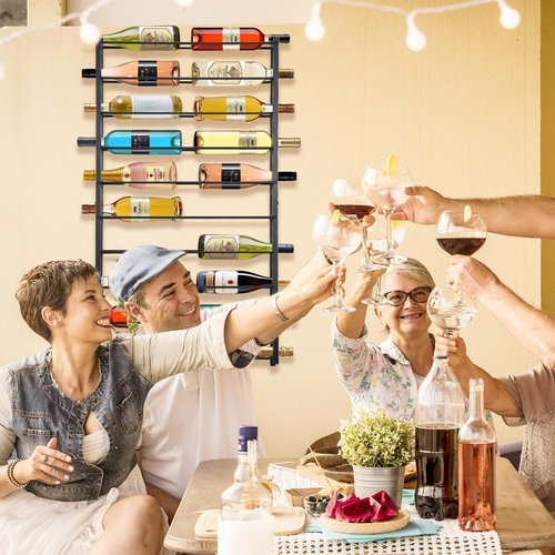 YANGSHUO Wine Rack Wall Mounted: 20 Bottles Display Hanging - Large Capacity Wine Storage for Wine Lovers, Bar Operators as Wine Cellar/Bar/Restaurant/Hotel Lobby Display