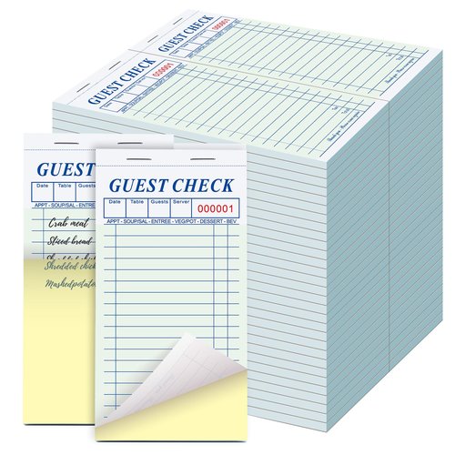 60 Pack Server Note Pads Bulk Double Part Guest Check for Servers, 2 Part Carbonless Server Order Paper, 3.5 x 6.75 Inch Green Food Receipt Book for Bars Cafes Restaurant Food Trucks
