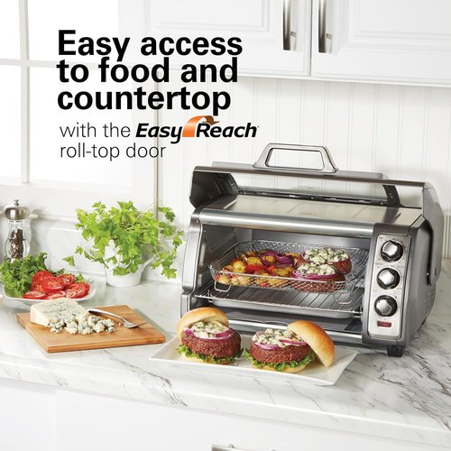 Hamilton Beach Air Fryer Toaster Oven - Large Capacity for 6 Slices & 12” Pizza | 4 Cooking Functions, Stainless Steel