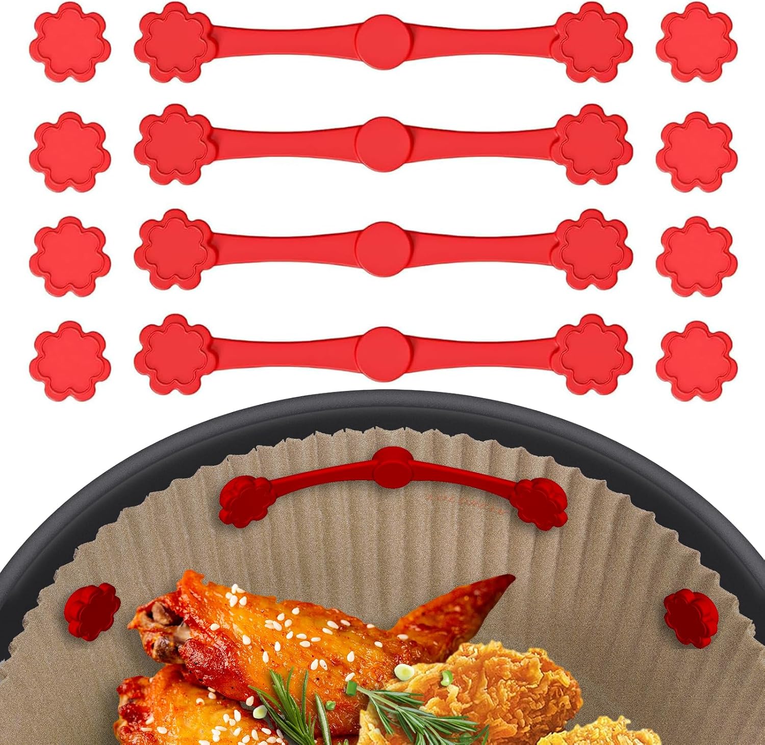 Skiennix 12-Piece Air Fryer Magnets - Silicone Buckle for Securely Holding Parchment Liners