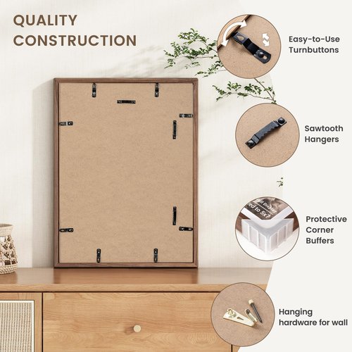 11x14 Picture Frame, USA-Sourced Walnut Wood Photo Frames with HD Tempered Glass, Handcrafted Rounded Corner 11 x 14 Wooden Frame Matted to 8x10 Photos, Gallery Wall Frames for Posters & Art Prints