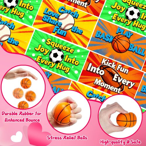 24 Pack Sports Stress Balls Valentines Day Cards For Kids School Classroom Exchange Valentine Day Gift Football Soccer Baseball Basketball Party Favors Supplies For Boys Girls Valentine Exchange Cards