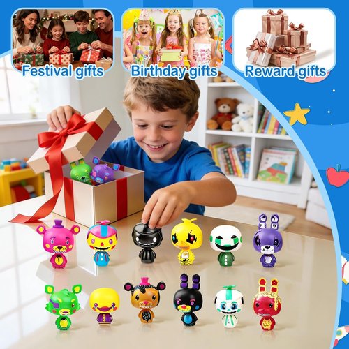 Freddy's 24-Piece Action Figure Set - Collectible Dolls for Birthday Gifts & Game Party Cake Toppers