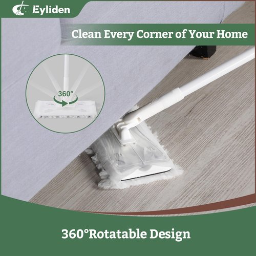 Eyliden Dust Mop, Sweeping & Mopping Kit | 58" Extended Long Handle, 36 Disposable Dry Cloths, Multi Surface Sweeper Mops for Floor Cleaning (White)