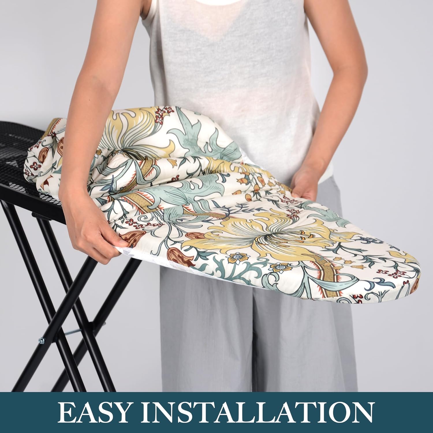 Veiox Ironing Board Cover - Full Size Scorch Resistant Padding | 100% Organic Cotton, Heat-Resistant & Washable