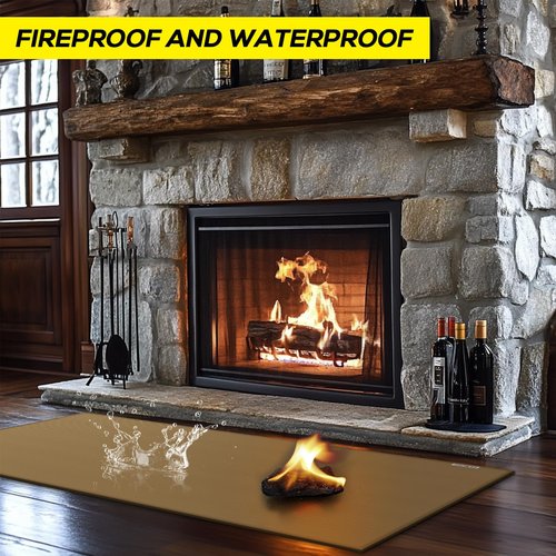 Hearth Rugs for Fireplaces Fire Resistant,42x24 inches Fireproof Fireplace Mat Hearth Area Rug, Fire Retardant Hearth Pad for Wood Stove Fireplace Brown