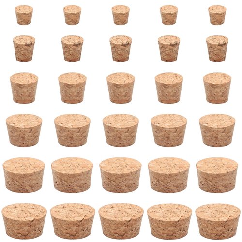 6 Sizes Bottle Corks, Natural Cork Bottle Stoppers for Wine & Beer (30 Pcs) - 1.54", 1.43", 1.2", 0.92", 0.73", 0.6" Top Diameter - Airtight Seal, Reusable