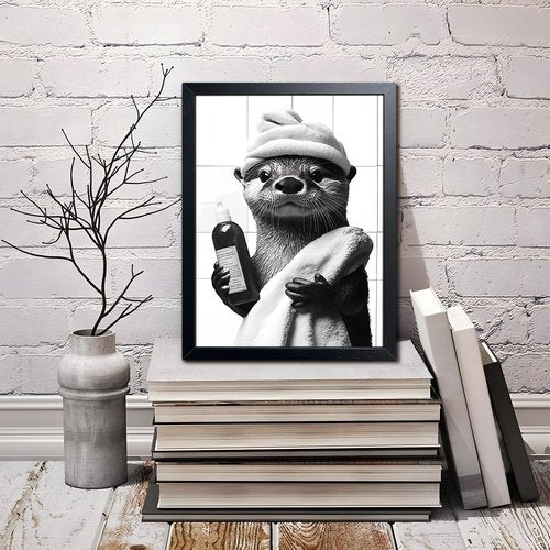 ARKZSHO Bathroom Wall Art - Funny Otter Canvas Print | Modern Farmhouse Decor 8x10 Inch Framed