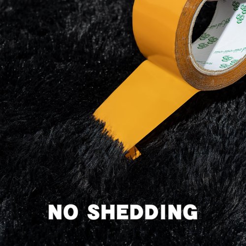 AAFKK Black Area Rug for Bedroom, 2x3 Small Rugs for Living Room Nursery Kids Room Dorm Home Decor Aesthetic, Fluffy Shaggy Rug with 4 Anti-Slip Carpet Tapes