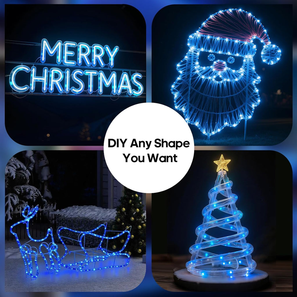 720 LED Outdoor Rope Lights by [Brand Name] - Waterproof with Remote, 8 Modes & 4 Brightness Levels | 100Ft Blue for Garden, Patio & Party