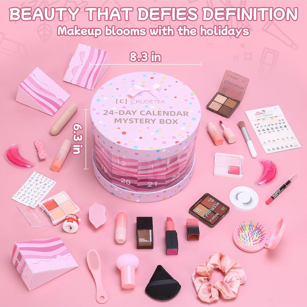 Skiennix 24 Pcs Exquisite Makeup Gift Set - Perfect Birthday Gift for Girls Ages 6-12 | Pink Cosmetics Kit