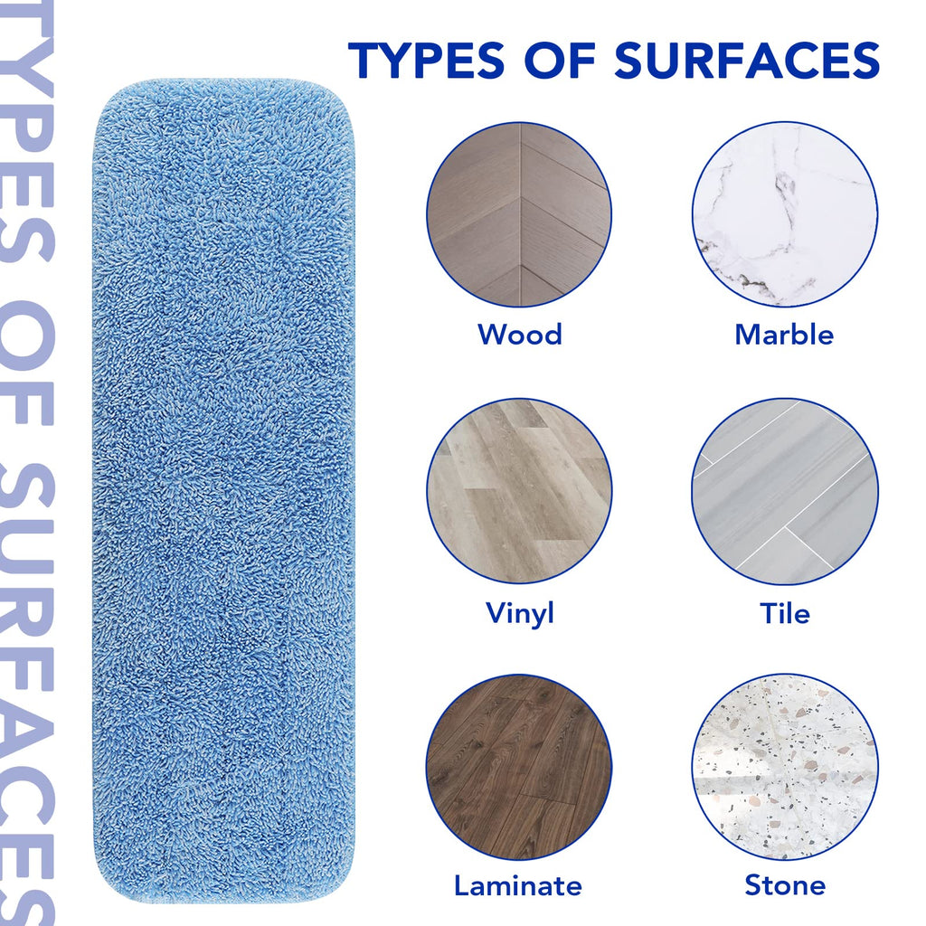 Replacement Microfiber Pad Fit for Rubbermaid Commercial 18 Inch and 17 Inch Mop - 10 Pack Wet & Dry Commercial Cleaning Reusable Refills Fit for Any Microfiber Flat Mop 18" 17" - Trapezium