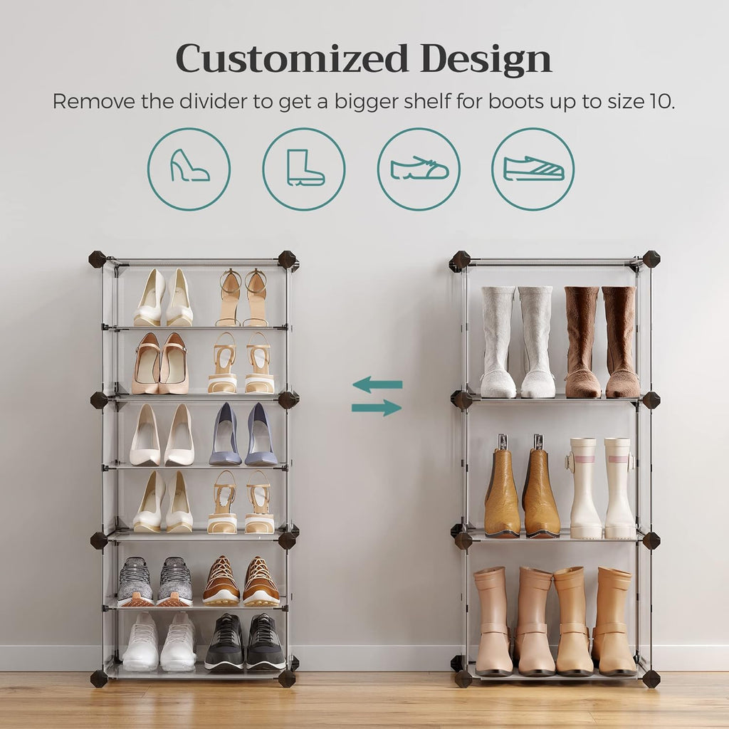 SONGMICS Shoe Rack - 10-Slot Storage Organizer with Doors | Portable Modular Design for Shoes & Accessories