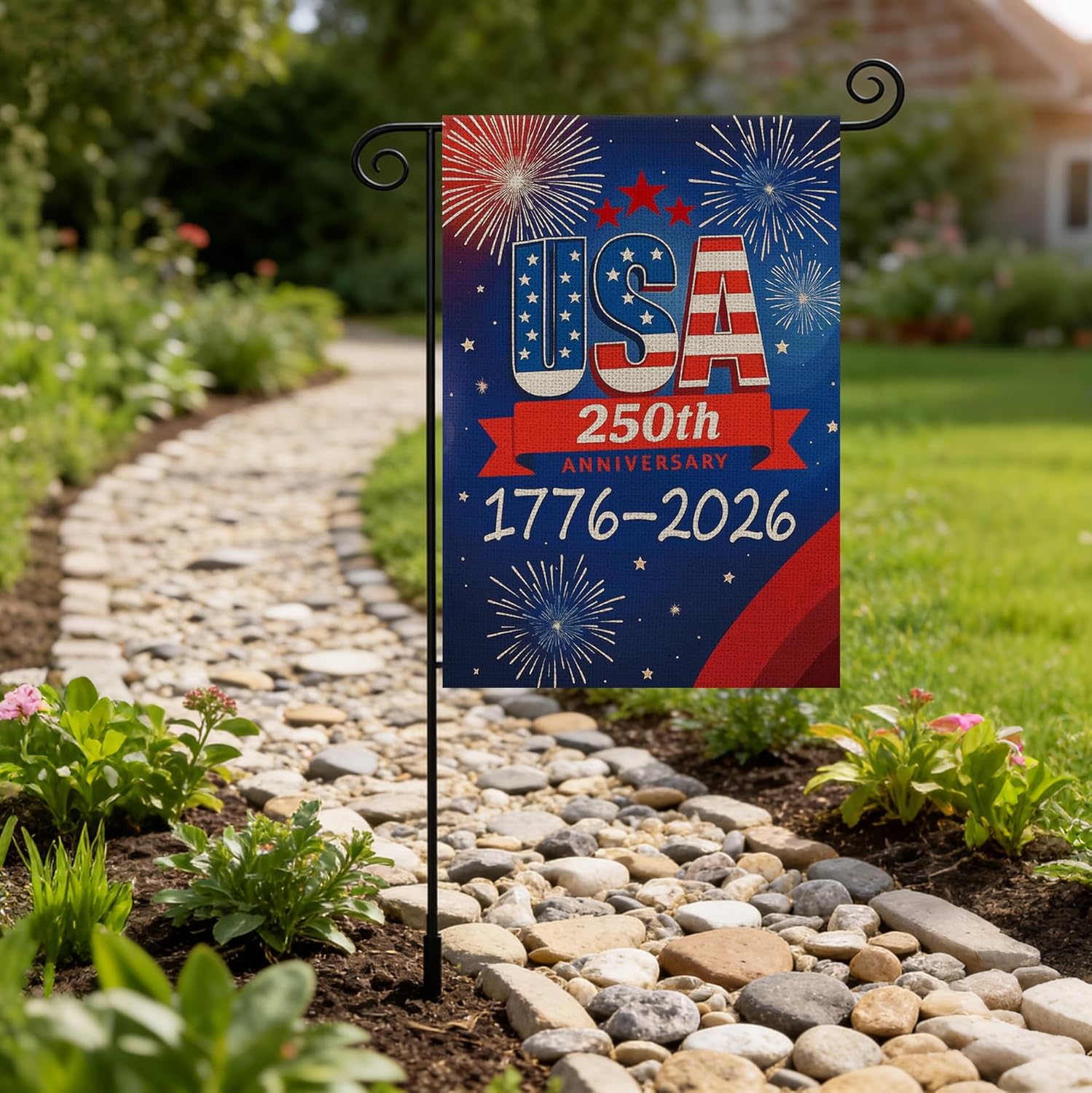 250th Anniversary USA Garden Flag - Double-Sided Waterproof Design | Patriotic 4th of July Decor 12x18 Inch