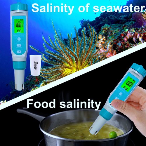 Divolight 7 in 1 Water Quality Tester Pen Meter for Pools, Drinking Water Aquariums hydroponic Cooking Tester Measure Water by 7 parameters: PH/TDS/EC/ORP/S.G/Water Salinity/Temp