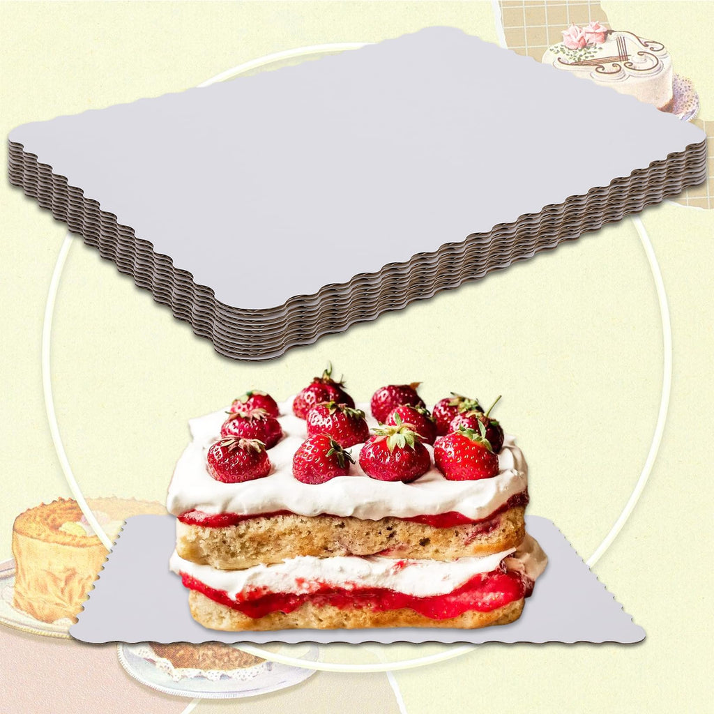 Anscher 15 Pack 19 x 14 Inch Greaseproof Rectangle Cake Boards, Premium Corrugated Single Wall Cake Base Board Half Sheet Cake Board for Sheet Cake, Dessert Base, Cupcake and Cake Pizza(White)