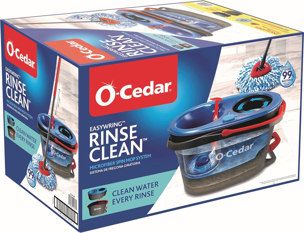 O-Cedar RinseClean Spin Mop & Bucket System - Effortless Cleaning with Water | Eliminates 99% of Bacteria