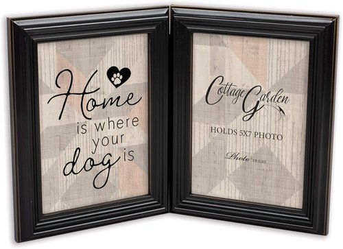 Cottage Garden Black Woodgrain Double Tabletop Photo Frame - Holds Two 5x7 Photos