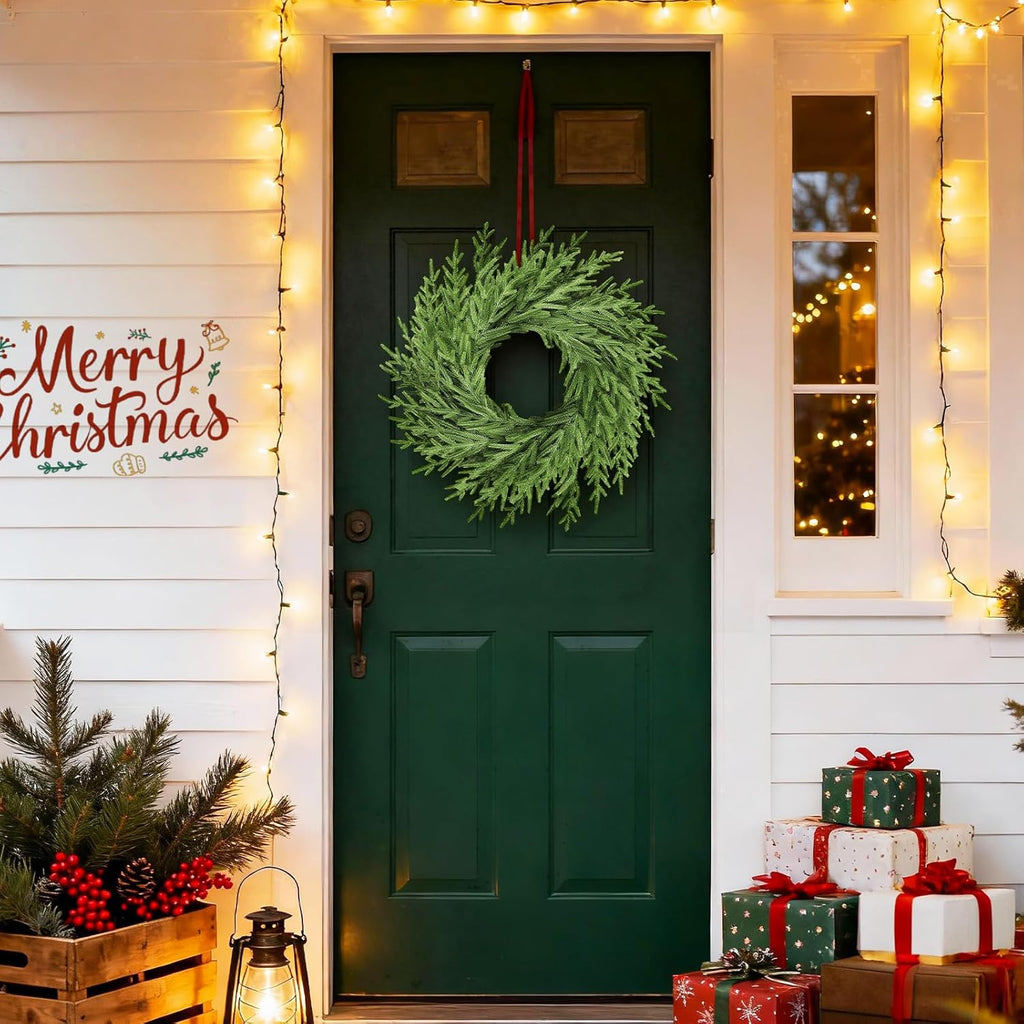 Regine Switzerland 26” Artificial Norfolk Pine Wreath - Real Touch Greenery for Year-Round Home Decor