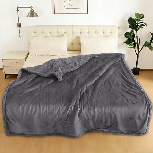 Electric Heated Blanket Full Size 72" x 84" - 5 Heat Settings & 10H Auto-Off, Microplush Flannel & Sherpa Lining, Machine Washable, Overheat Protection, Ideal Gifts for Home/Bedroom/Sofa, Dark Gray
