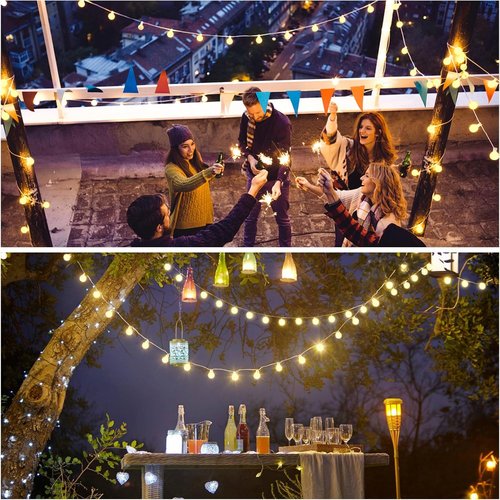 JMEXSUSS 100 LED Globe String Lights - Perfect for Outdoor Decor | Warm White Illumination