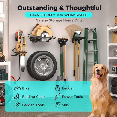 **Heavy Duty Garage Hooks by [Brand Name] - 12.4 Inch Wall Mount Hangers | Max Load 200 lbs for Ladders, Tools & More**