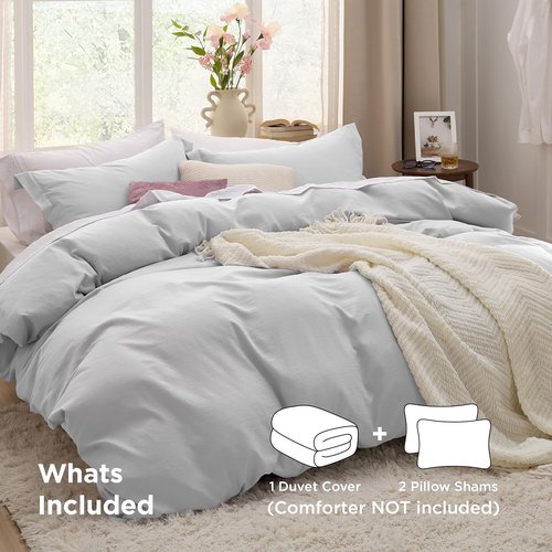 Bedsure California King Duvet Cover - Extra Soft Prewashed Cotton-Like Bedding Set | 104x98 Inches, Zipper Closure & 2 Pillow Shams
