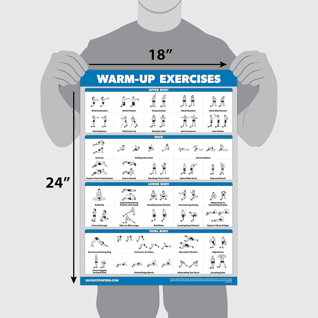 Palace Learning 4 Pack - Laminated Workout Charts for Dumbbell, Bodyweight & Resistance Band Exercises | 18” x 24”
