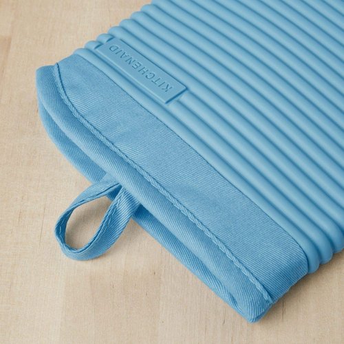 KitchenAid Ribbed Soft Silicone Oven Mitts - 2-Pack Set, 7.5"x13", Stylish Blue Velvet