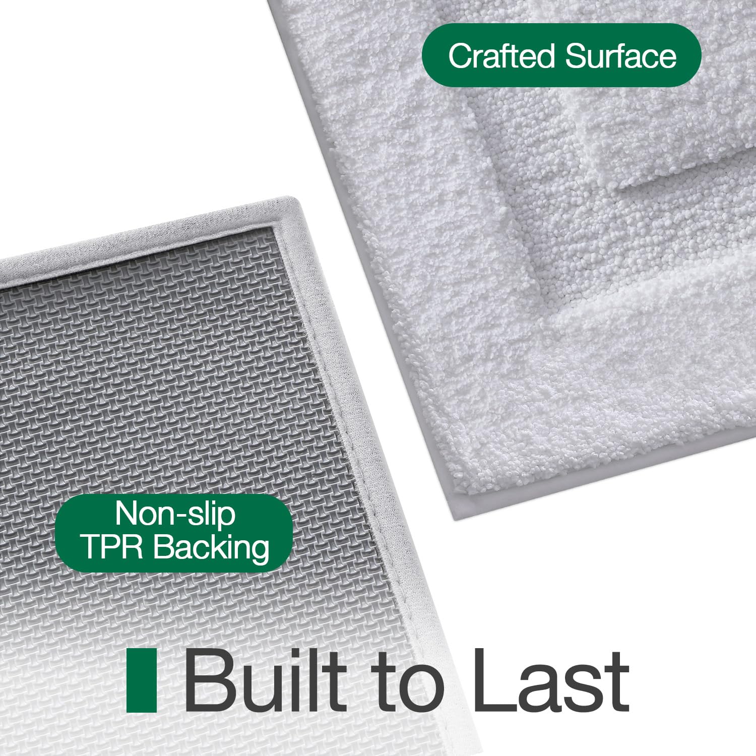 LUMI Ultra Soft Bathroom Rugs Non Slip with Rubber Backing, Absorbent Washable Bath Mat Quick Dry, Upgraded Premium Microfiber Plush Carpet for Bathtub and Shower Floor, White, 16x24