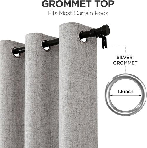 Joydeco Blackout Curtains - 84 Inch Linen Light Blocking Drapes | Thermal Insulated 2 Panel Set for Bedroom & Living Room