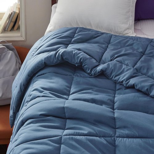 Bedsure Comforter Duvet Insert - All-Season Quilted Twin Bedding Blanket, GentleSoft Down Alternative, Dark Slate Blue, 88 x 68 Inches