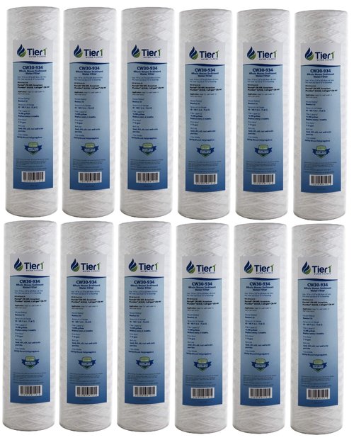 Tier1 30 Micron 10 x 2.5 Water Filter | String Wound Polypropylene Whole House Sediment Water Filter Cartridge | Replacement for Pentek CW-MF, 155187-43, W30W, RS3DS | 2.5 x 10 Water Filter (12-Pack)