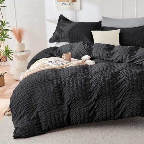 HYMOKEGE Twin XL Comforter Set - All-Season Luxury 5-Piece Bedding Set in Black & Light Grey