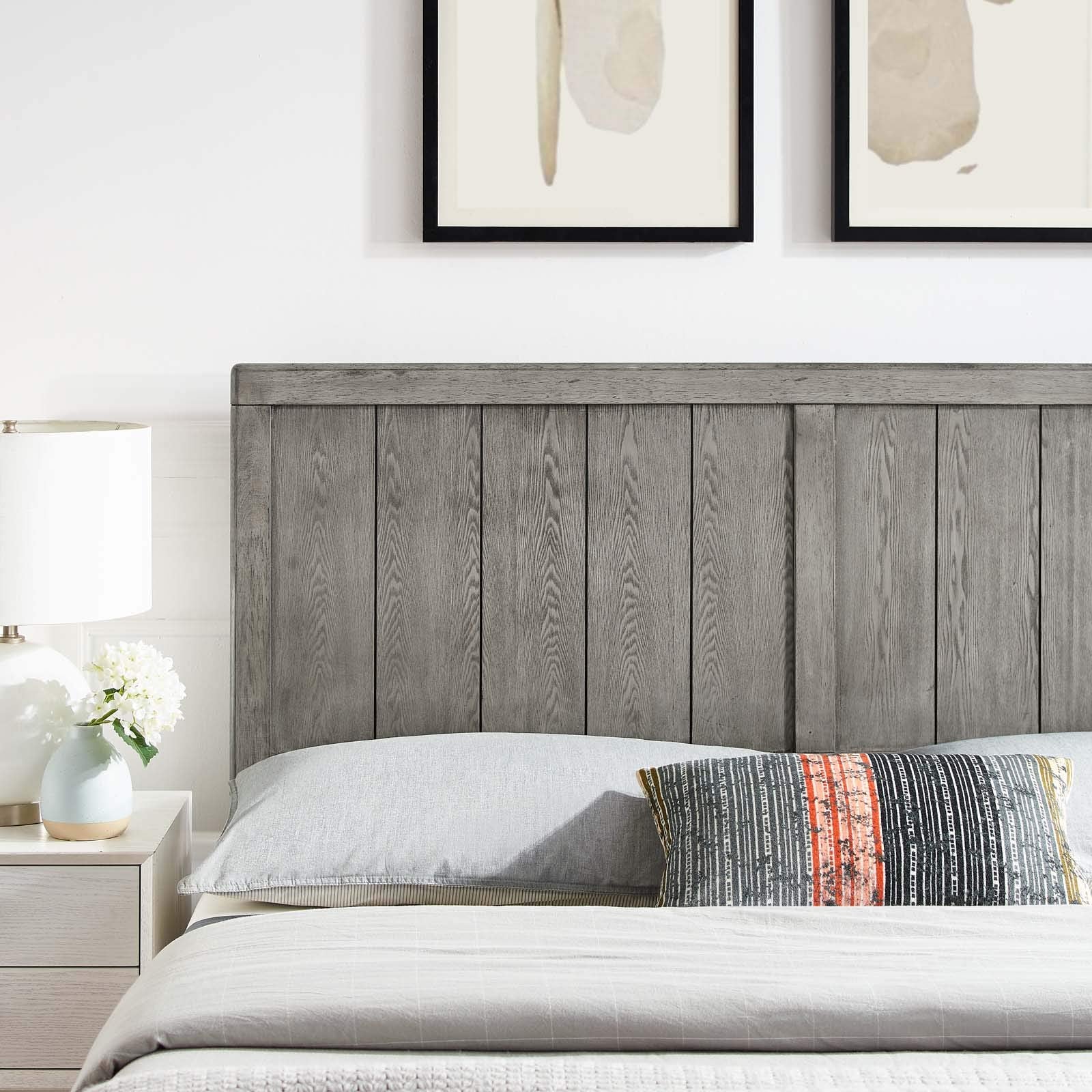 Modway MOD-6216-GRY Robbie Twin Wood Headboard, Gray