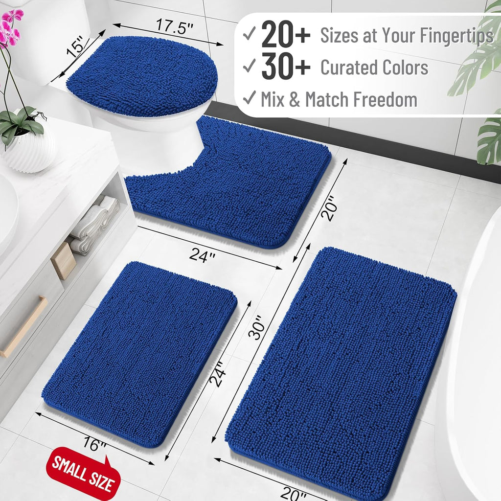 OLANLY Large Bathroom Rugs - Extra Soft Chenille Bath Mats | Quick-Dry, Machine Washable, 50x30, Royal Blue