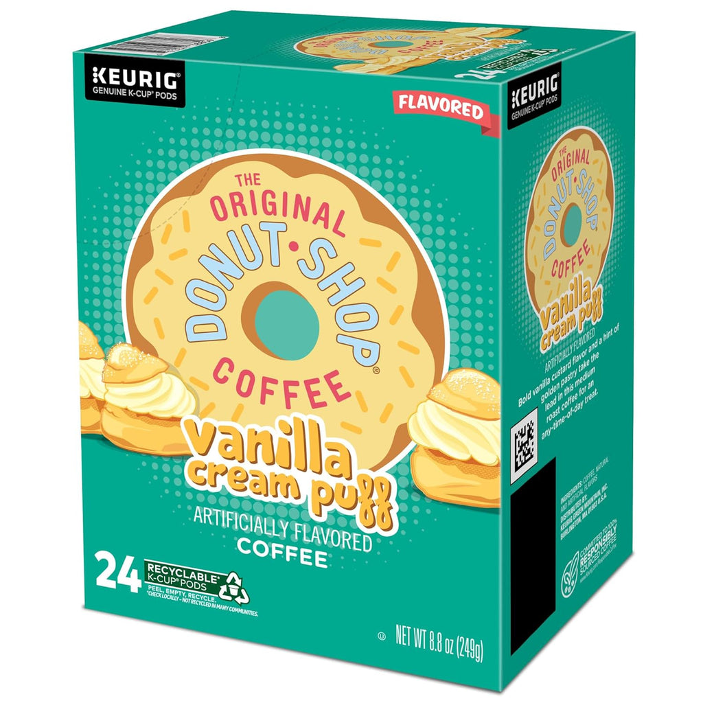 Original Donut Shop Vanilla Cream Puff Coffee - Medium Roast K-Cup Pods, 96 Count