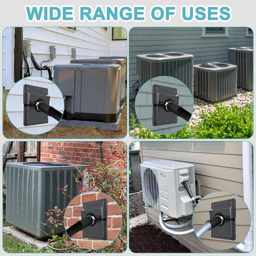 HVAC Wall Penetration and Duct Kit Cover, Split Air Conditioning Duct Kit Wall Cover, Easy to Install HVAC Wall Penetration for Indoor and Outdoor Air Conditioning Systems(Black)