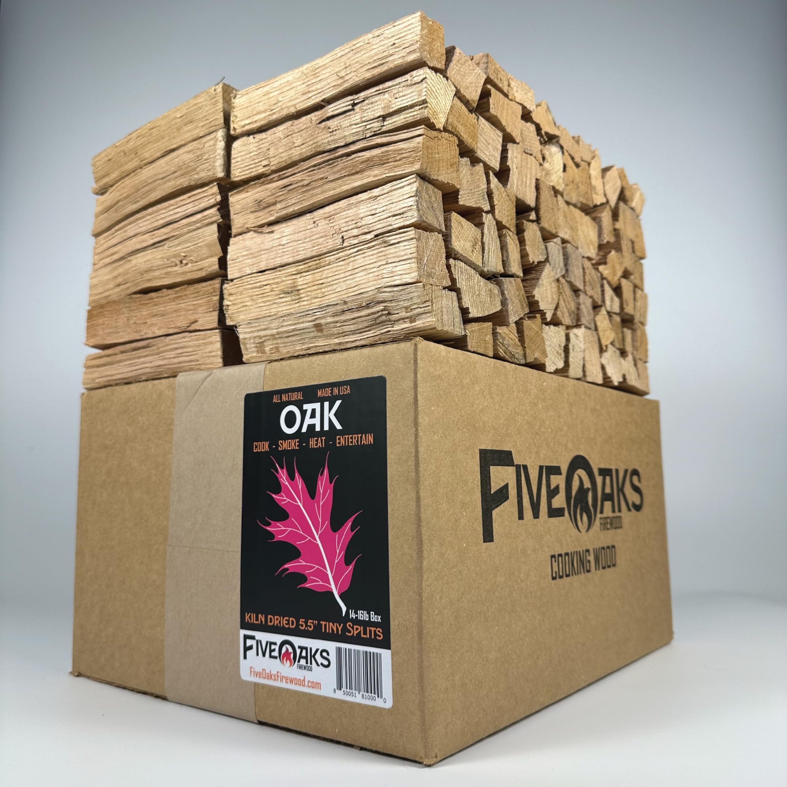 FiveOaks Firewood Kiln Dried Oak Pizza Oven Wood, Mini 5 Inch Cooking Wood for Ooni, Gozney, Bertello Pizza Ovens, Solo Stove & More - Approx 14lbs Product of USA (1,000 Cubic Inches)