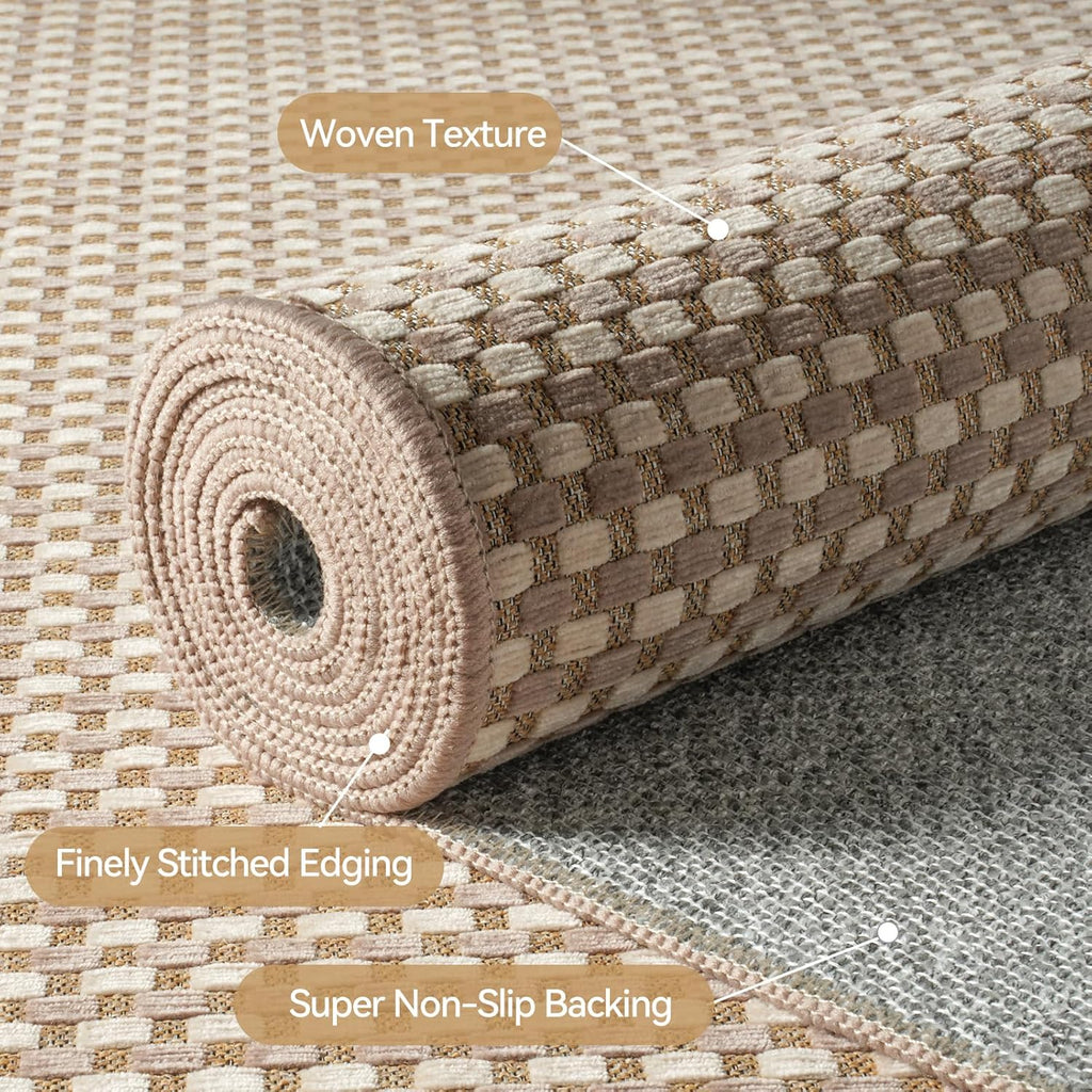 YDKGL Kitchen Runner Rug - Non-Slip Boho Woven Mat | Soft & Washable 2x6 ft for Entryway & Living Room - Brown