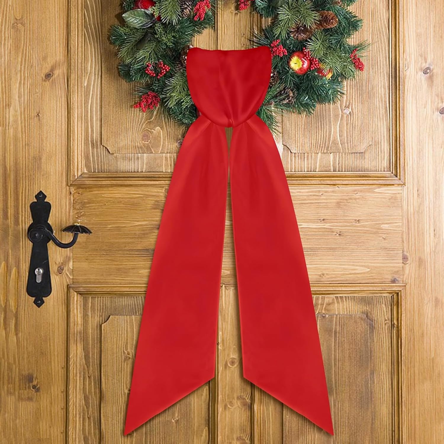 RunNico Front Door Wreath Blank Sash - 2 Pack Red Sash for Christmas & Halloween DIY Decor
