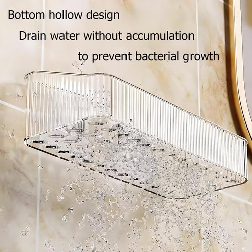 GDQ Clear Adhesive Shower Caddy，Bathroom Shelf for Wall，Acrylic Bathroom Shelves for Wall with Self Adhesive Tape，Wall Mount Organizer Storage (Small)