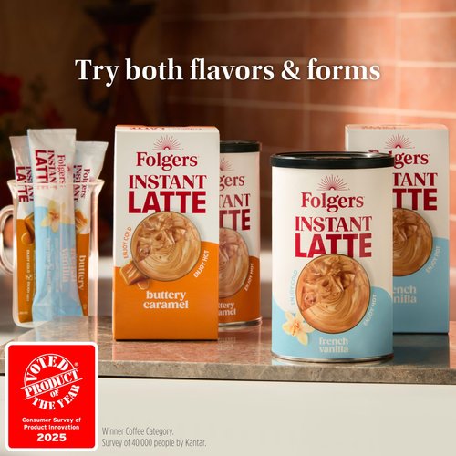 Folgers French Vanilla Flavored Instant Latte, 16 Ounce (Pack of 6)