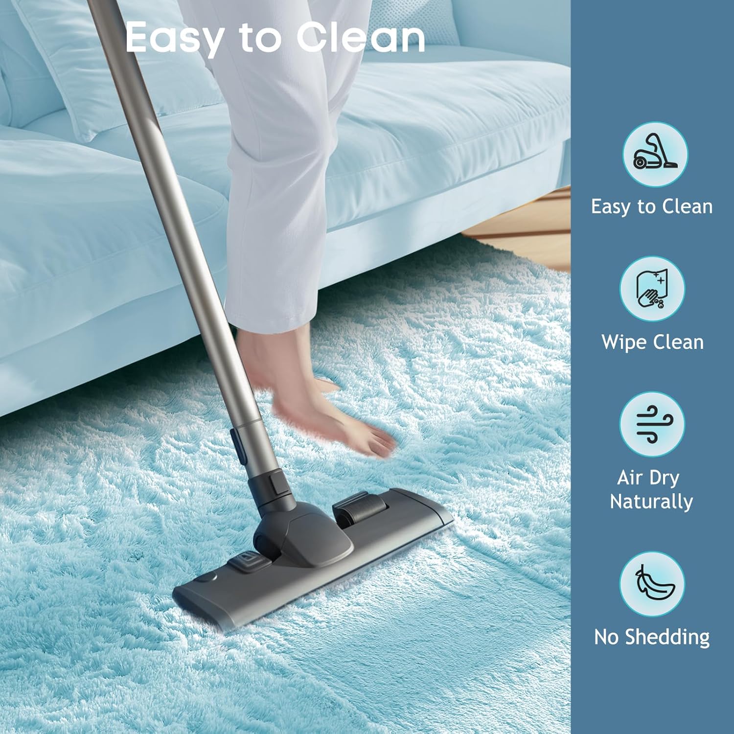 Ophanie Light Blue Area Rug - Soft Plush Shaggy Carpet for Living Room & Kids' Nursery | 5x8 Size