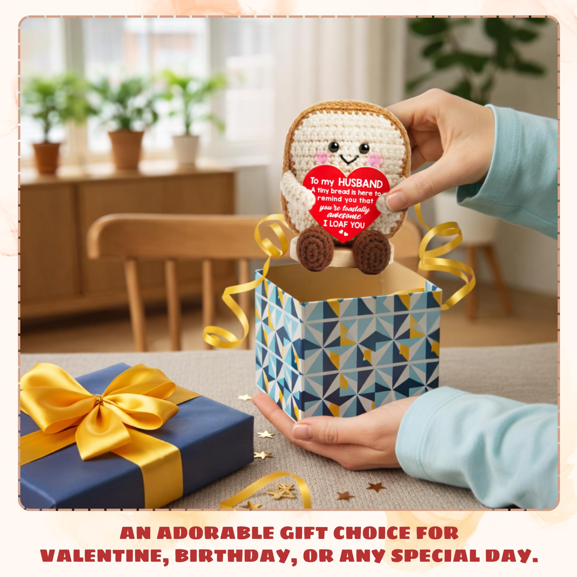 TEEBIM Gifts for Husband Fathers Day - Anniversary, Father's Day, Birthday Gifts for Husband from Wife - Fathers Crochet for Him - Inspirational Positive Support Toast Crochet Doll